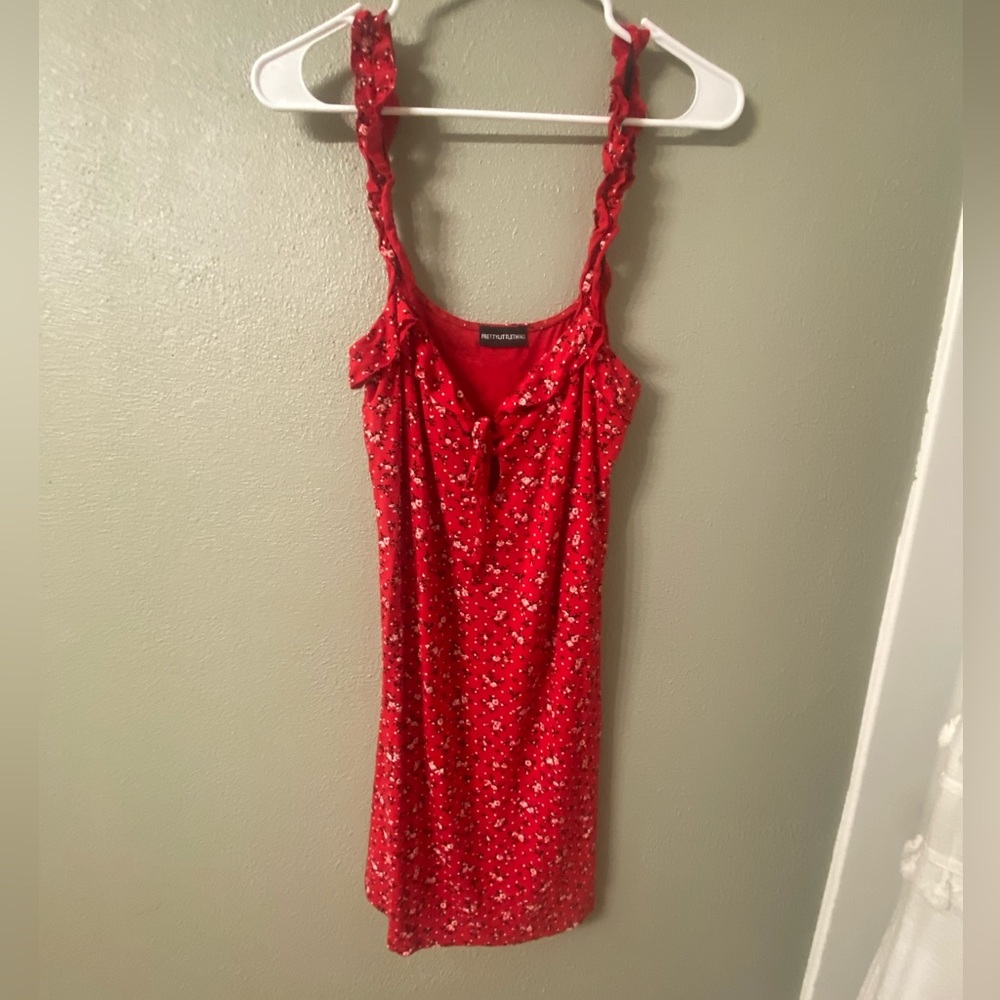 pretty little thing red pattern mini dress 12